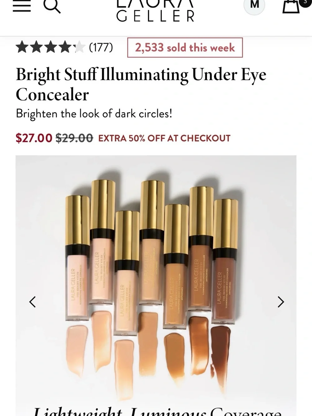 Laura Geller Bright Stuff Illuminating Under Eye Concealer - Light (New in Box)